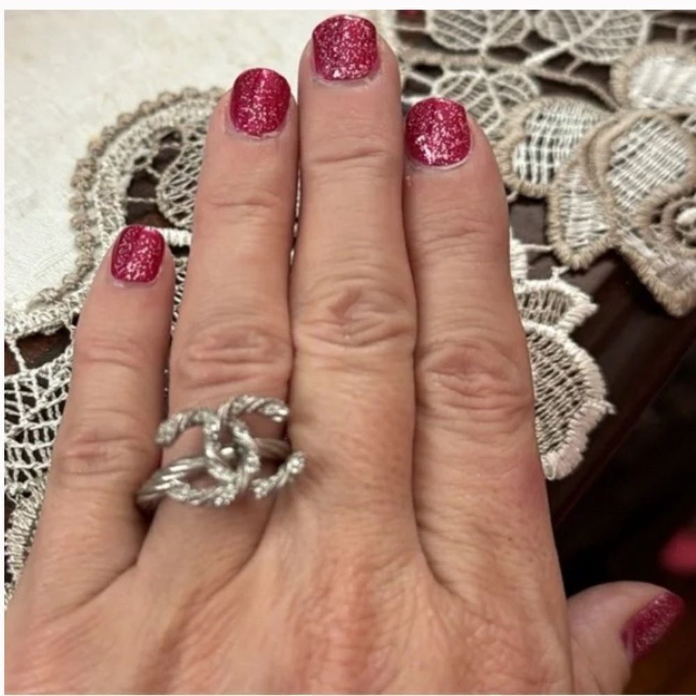 Authentic *Chanel* Braided Strass CC Ring Sz 6.5 EUC - Picture 4 of 5